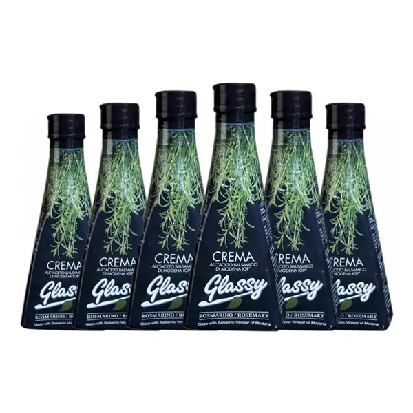Vinagre Glassy Balsámico, Crema Botellín 25 cl Rosemary — Romero (Caja de 6 unidades)