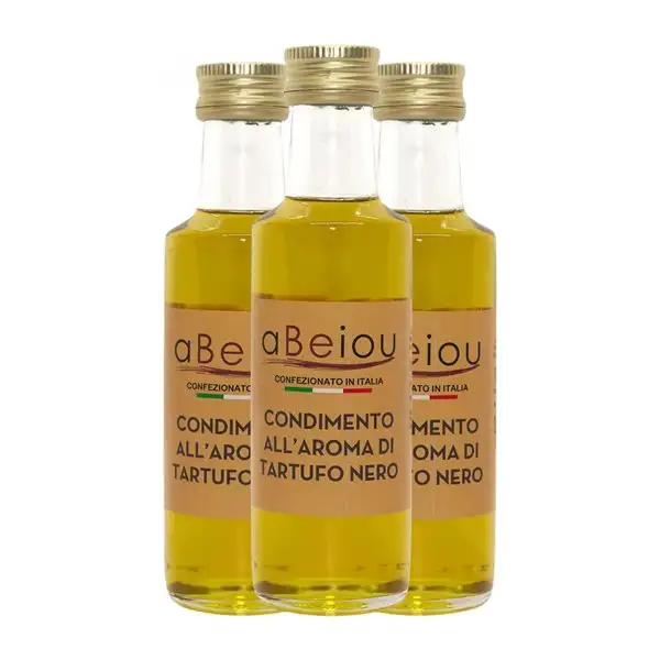 Aceite de Oliva aBeiou Artesanal, AOVE Virgen Extra Botellín Miniatura 10 cl Trufa Negra (Caja de 3 unidades)