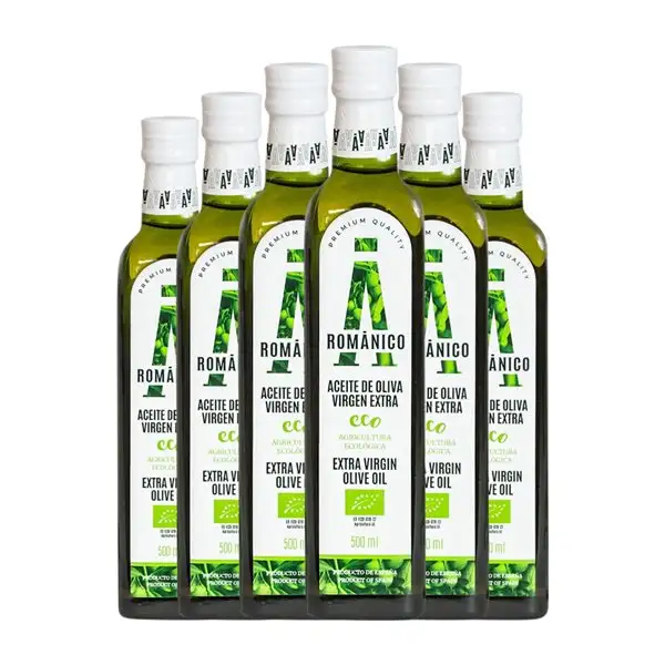 Aceite de Oliva Actel Románico Arbequina AOVE Virgen Extra Organic — Ecológico Botella Medium 50 cl Vidrio (Caja de 6 unidades)