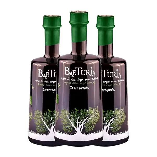Aceite de Oliva Baeturia Organic Carrasqueña AOVE Virgen Extra Botella Medium 50 cl Vidrio (Caja de 3 unidades)