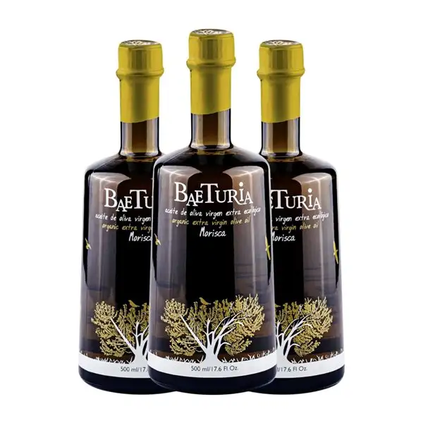 Aceite de Oliva Baeturia Organic Morisca AOVE Virgen Extra Botella Medium 50 cl Vidrio (Caja de 3 unidades)