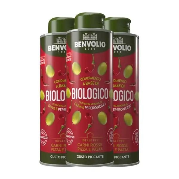 Aceite de Oliva Benvolio 1938 AOVE Virgen Extra Botellín 25 cl Peperoncino — Pimiento Picante (Caja de 3 unidades)