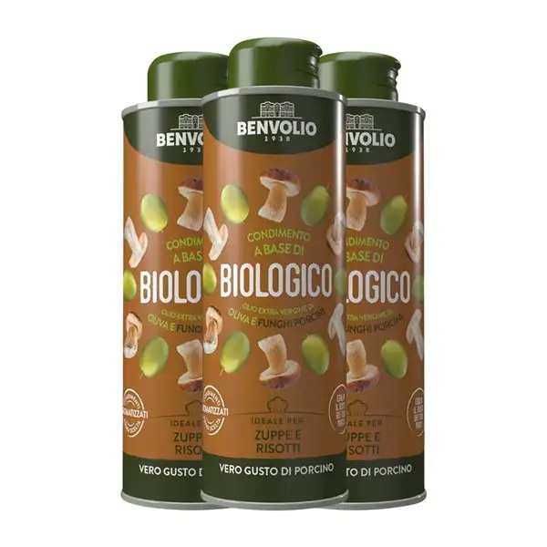 Aceite de Oliva Benvolio 1938 AOVE Virgen Extra Botellín 25 cl Boletus, Funghi — Champiñones (Caja de 3 unidades)