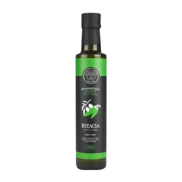 Aceite de Oliva Byzacia Vert — Verde Organic — Ecológico Botellín 25 cl Pimiento