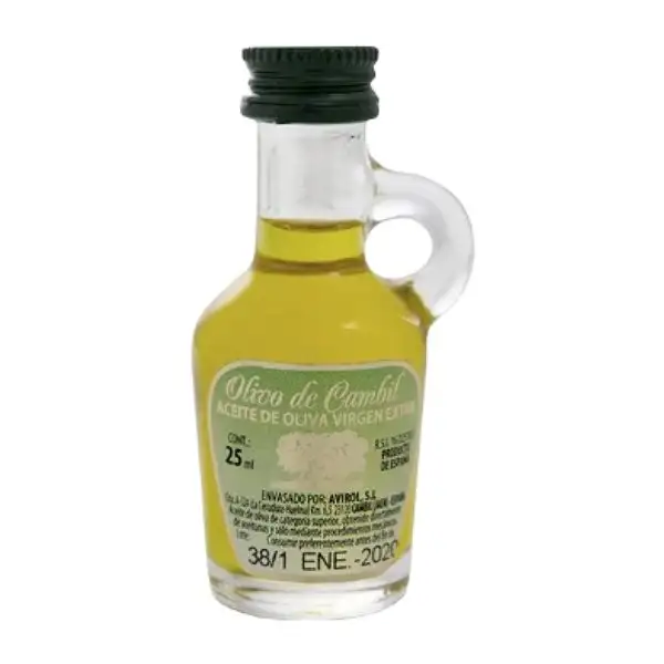 Aceite de Oliva Caja de 3 unidades Avirol Olivo de Cambil Picual Sierra Mágina AOVE Virgen Extra Botellín Miniatura 2 cl