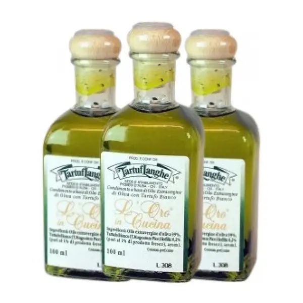 Aceite de Oliva Tartuflanghe Blanco Botellín Miniatura 10 cl Tartufo — Trufa (Caja de 3 unidades)