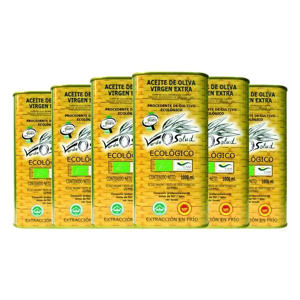 Aceite de Oliva Trujal de Mágina Verde Salud Picual Sierra Mágina AOVE Virgen Extra Eco — Ecológico Lata Especial 1 L (Caja de 6 unidades)