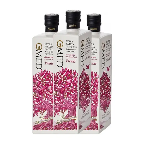 Aceite de Oliva Venchipa O-Med Picual Edición Limitada, AOVE Virgen Extra Botella Medium 50 cl Vidrio (Caja de 3 unidades)