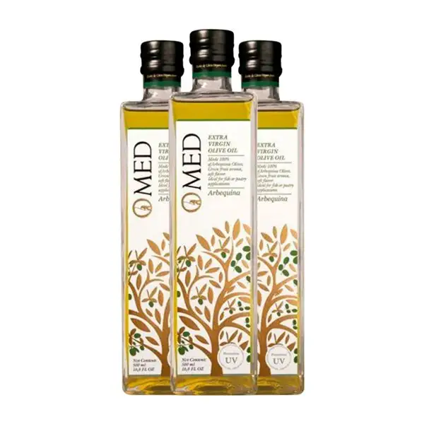Aceite de Oliva Venchipa O-Med Arbequina AOVE Virgen Extra Botella Medium 50 cl Vidrio (Caja de 3 unidades)