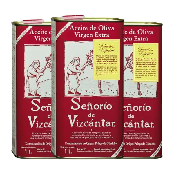 Aceite de Oliva Vizcántar Señorío Priego de Córdoba Selección, Especial, AOVE Virgen Extra Lata Medium 1 L (Caja de 3 unidades)