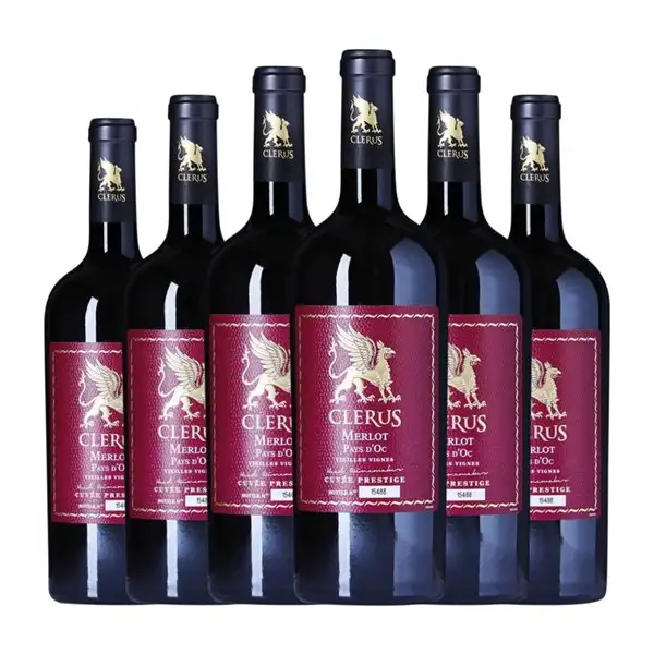 Cave de Cruzy. Clerus Merlot Vin de Pays d'Oc 75 cl Vino Tinto (Caja de 6 unidades)