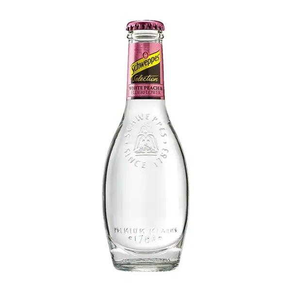 Refrescos Caja de 12 unidades Schweppes Botellín 20 cl Elderflower — Flor de Saúco, White Peach — Melocotón Blanco