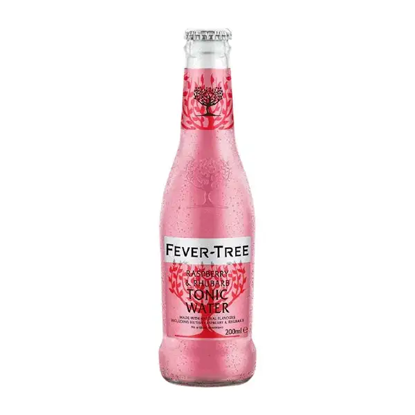 Refrescos Caja de 24 unidades Fever-Tree Botellín 20 cl Raspberry — Frambuesa, Tonic Water — Tónica, Rhubarb — Ruibarbo