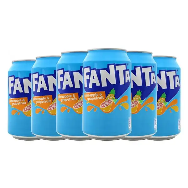 Refrescos Fanta Lata 33 cl Pineapple — Piña, Grapefruit — Pomelo (Caja de 6 unidades)