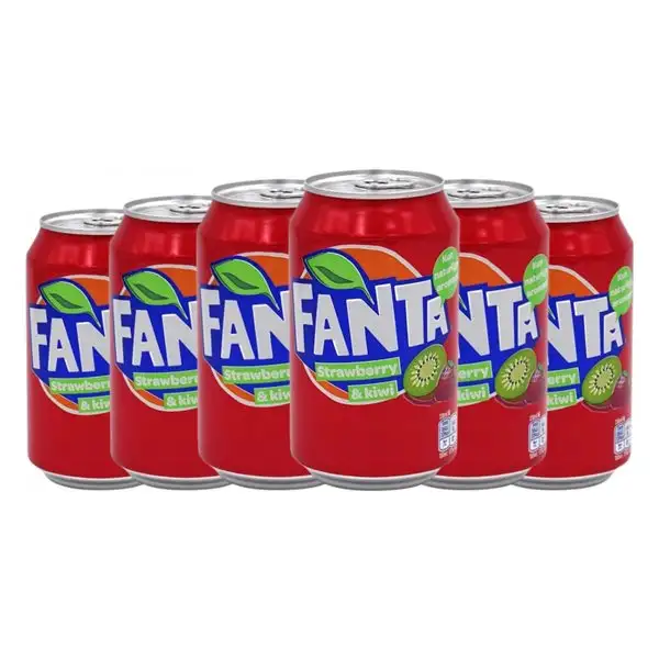 Refrescos Fanta Lata 33 cl Strawberry — Fresa, Kiwi (Caja de 6 unidades)