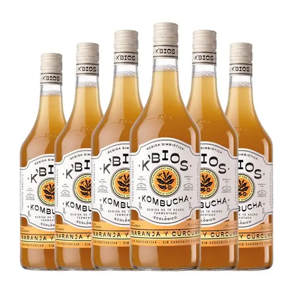 Refrescos K-Bios 1 L Cúrcuma, Naranja, Kombucha (Caja de 6 unidades)