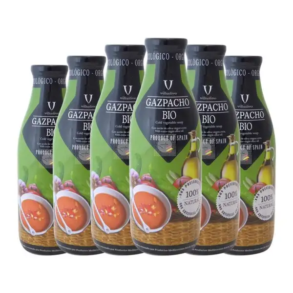 Refrescos Mediterráneo Villaolivo Bio — Biológico 1 L Vidrio Gazpacho (Caja de 6 unidades)