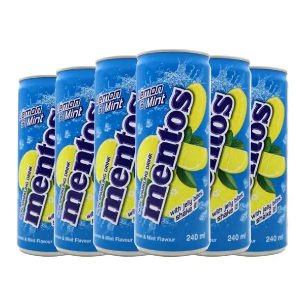 Refrescos Mentos Lata 25 cl Limón, Menta (Caja de 6 unidades)