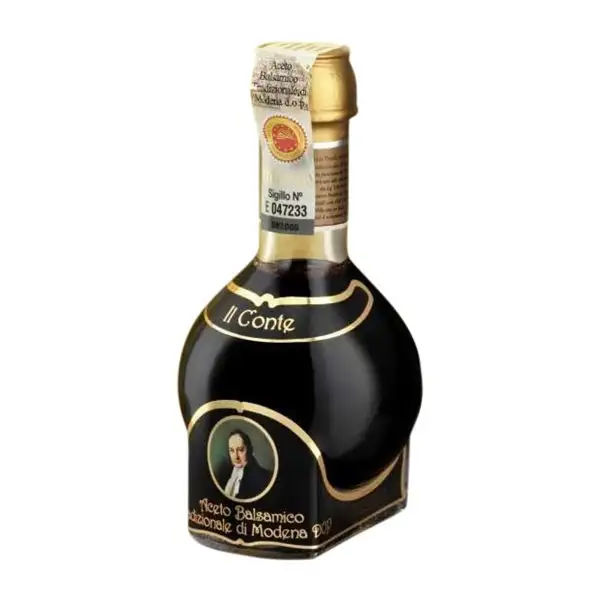 Vinagre Consorzio Tutela. Il Conte Modena Balsámico Extra Viejo 25 Años Botellín Miniatura 10 cl