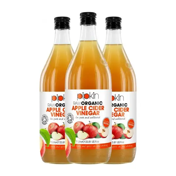 Vinagre Pipkin Sin Filtrar Organic — Ecológico 1 L Manzana (Caja de 3 unidades)