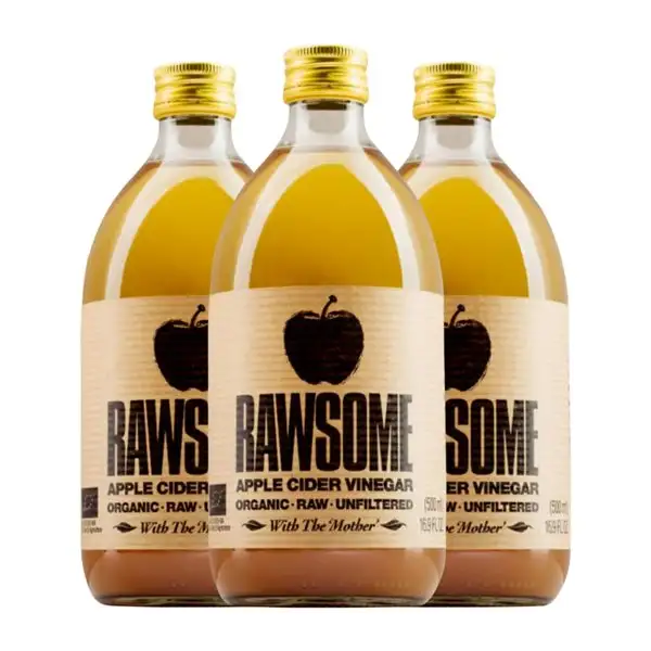 Vinagre Rawsome Sin Filtrar Eco — Ecológico Botella Medium 50 cl Manzana (Caja de 3 unidades)