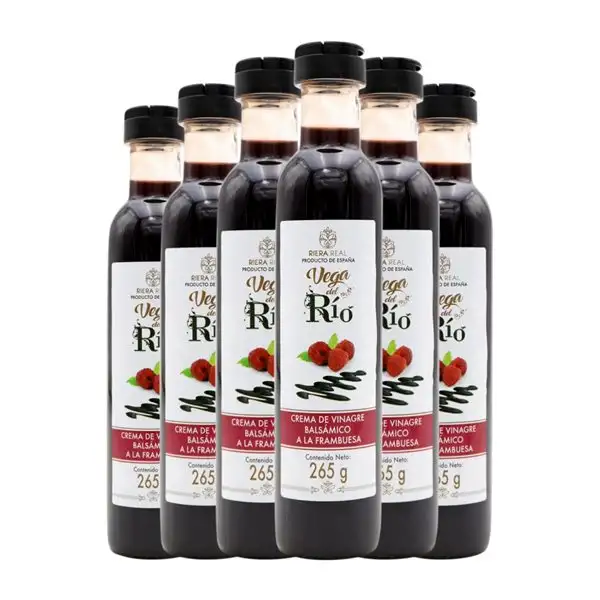Vinagre Vega del Río Balsámico, Crema Botellín 20 cl Frambuesa (Caja de 6 unidades)