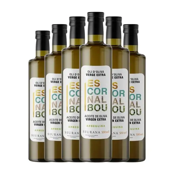 Aceite de Oliva Agrícola de Riudecanyes Escornalbou Arbequina Siurana AOVE Virgen Extra Botella Medium 50 cl Vidrio (Caja de 6 unidades)