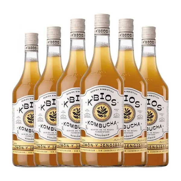 Refrescos K-Bios 1 L Jengibre, Limón, Kombutxa — Kombucha (Caja de 6 unidades)